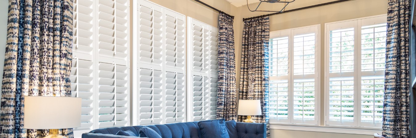 Plantation shutters in Ada County family room