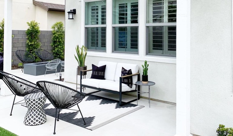 An outdoor with plantation shutters